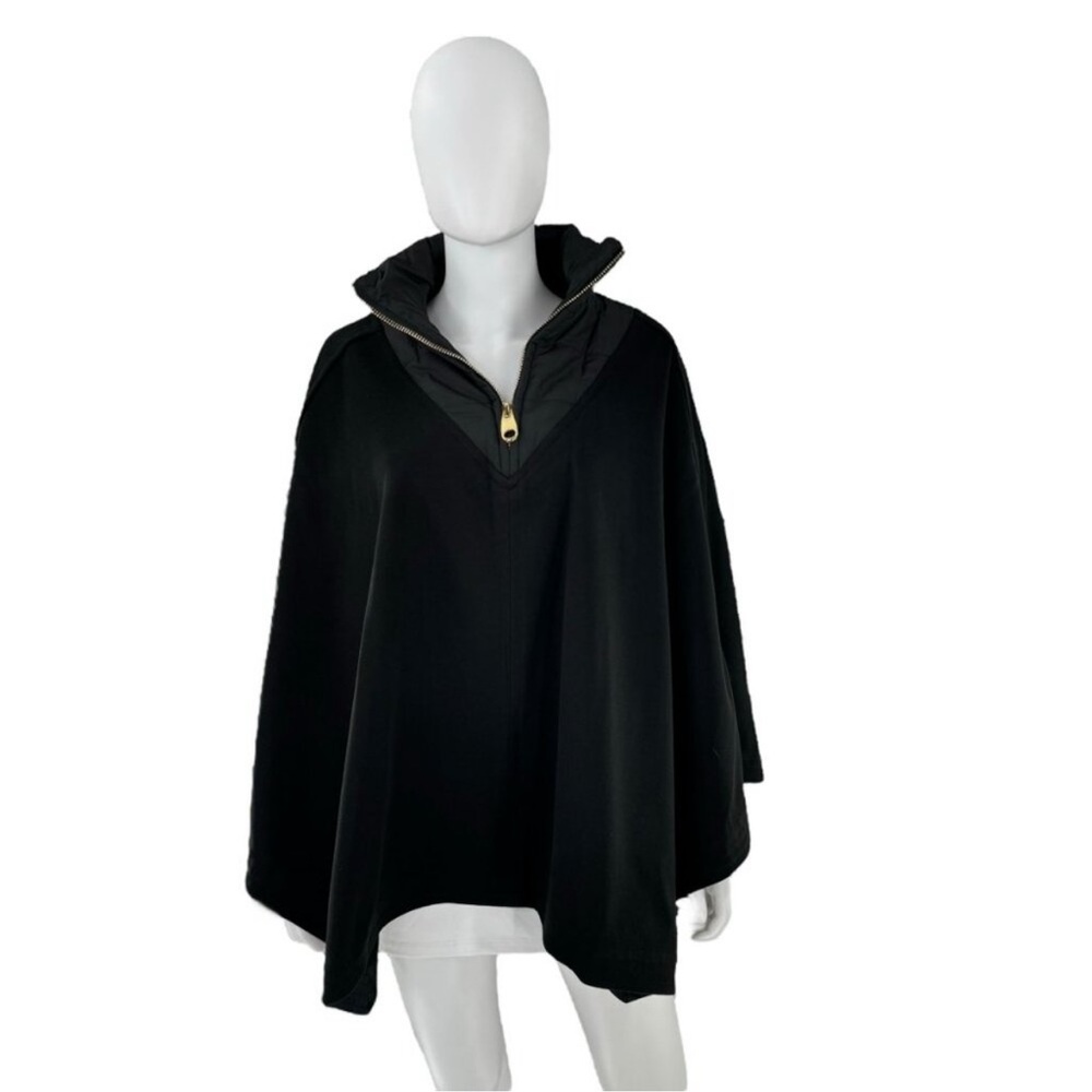 TUCKERNUCK Black High Neck Collared Poncho One Size Lagenlook Classic Minimalist